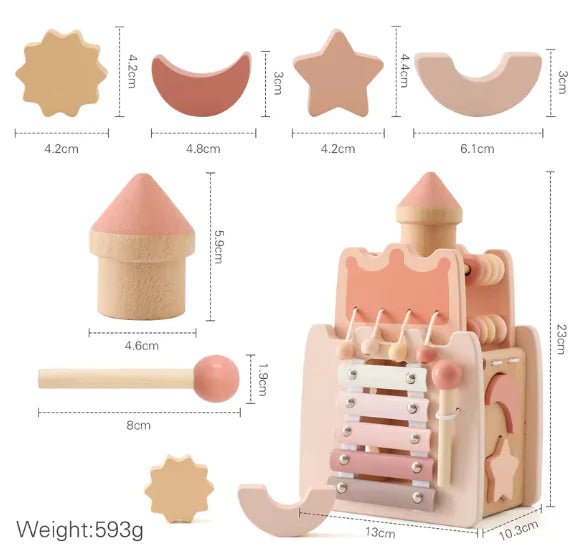 Montessori Wooden Castle Pink House Blocks - Nehepha Baby