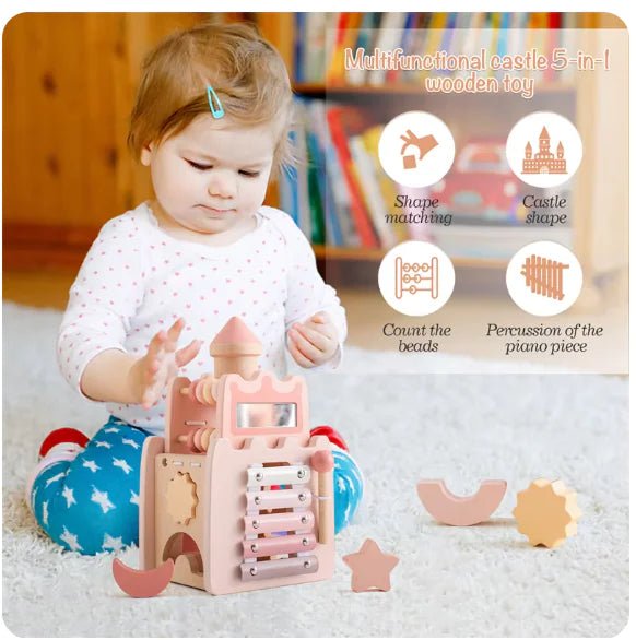 Montessori Wooden Castle Pink House Blocks - Nehepha Baby