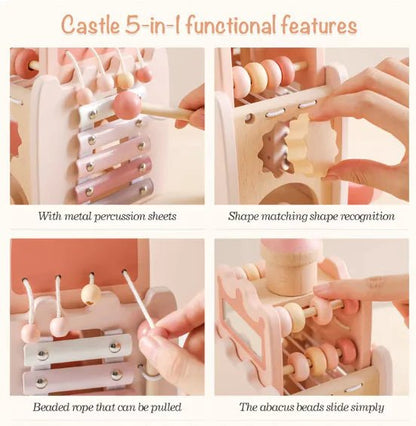 Montessori Wooden Castle Pink House Blocks - Nehepha Baby