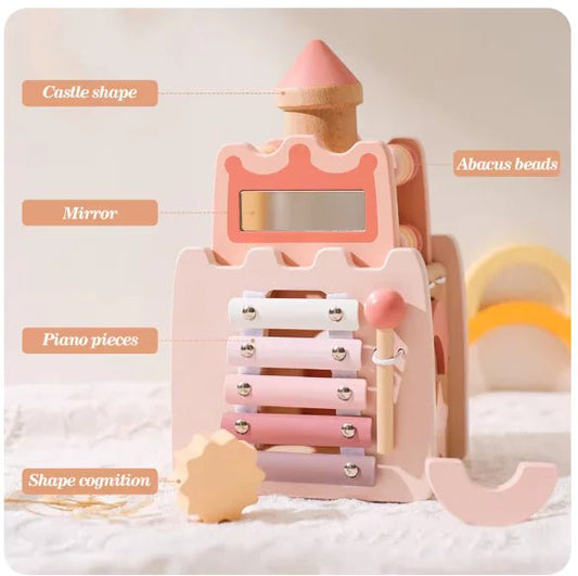 Montessori Wooden Castle Pink House Blocks - Nehepha Baby